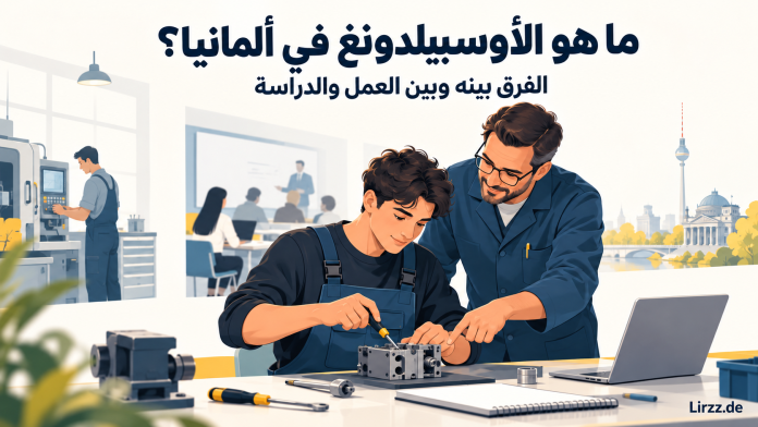 متدرّب يتعلّم مهارة عملية بإشراف مدرّب في بيئة تدريب مهني بألمانيا